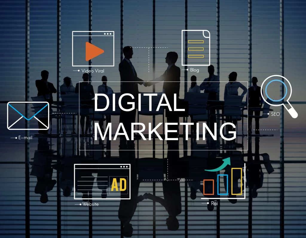 Professional digital marketing agency team working on strategy